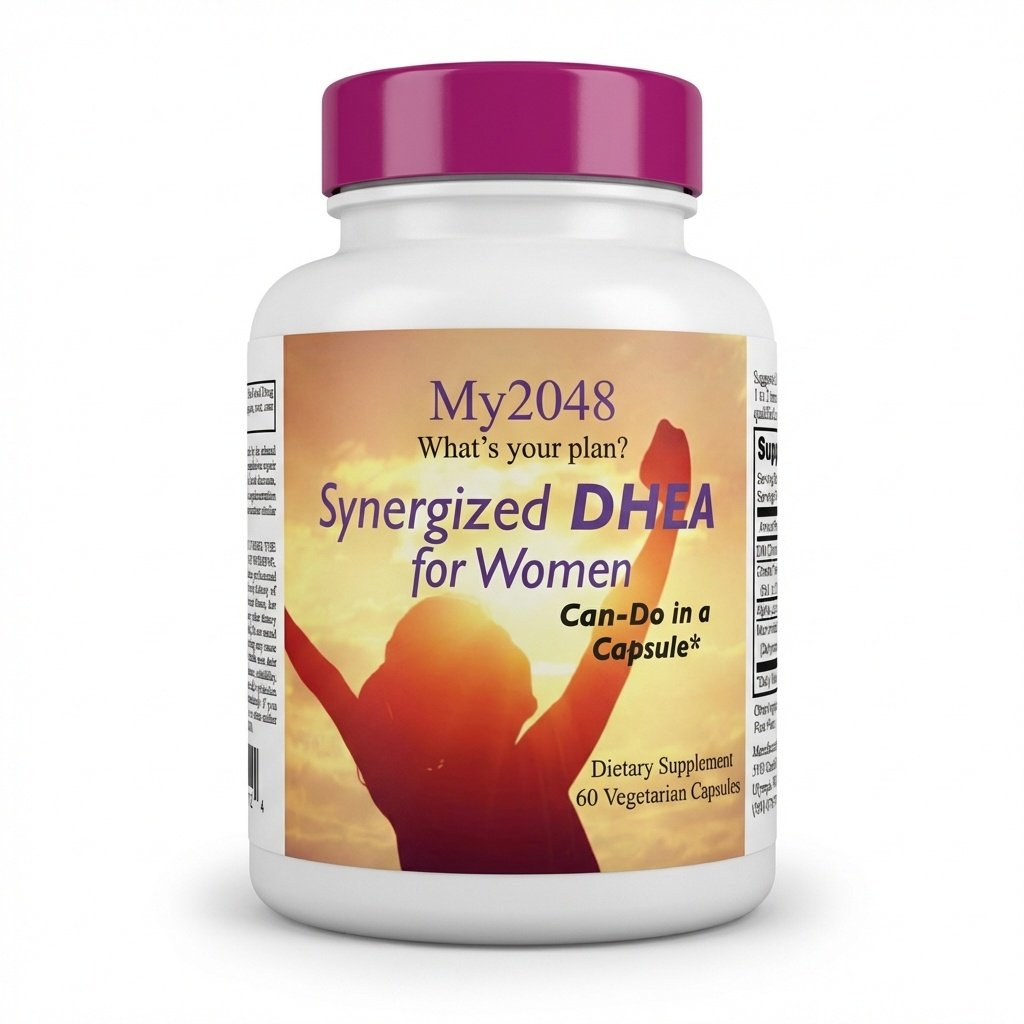 Synergized DHEA for Women supplement bottles - hormone balance and vitality formula